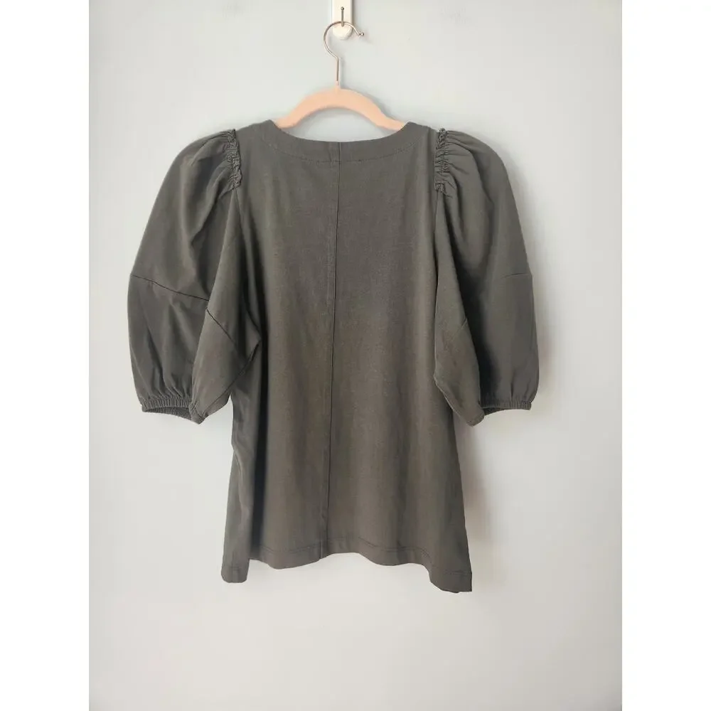 NWT Madewell Puff-Sleeve Tee Dark Surplus XS